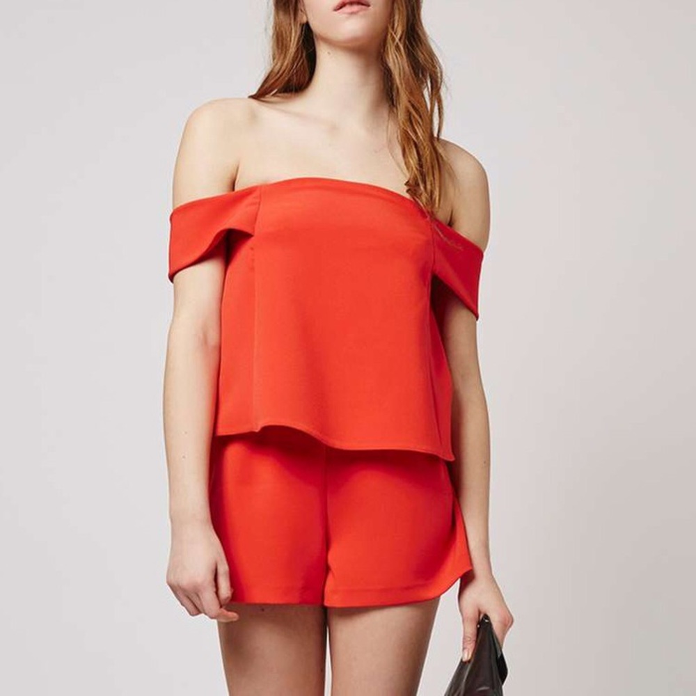 Topshop Bardot Red Romper